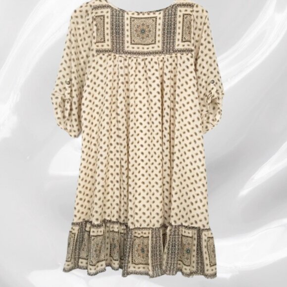 Free People Penny Lane Tea Cream Boho Paisley Floral Short Dress, Size XS - Picture 4 of 5
